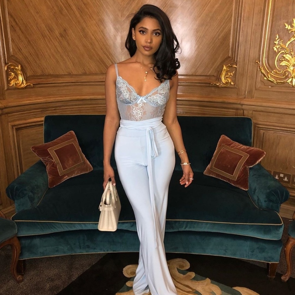Blue lace bodysuit